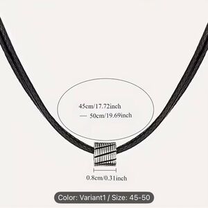 Men's Black Braided Leather Necklace with Silver Accent